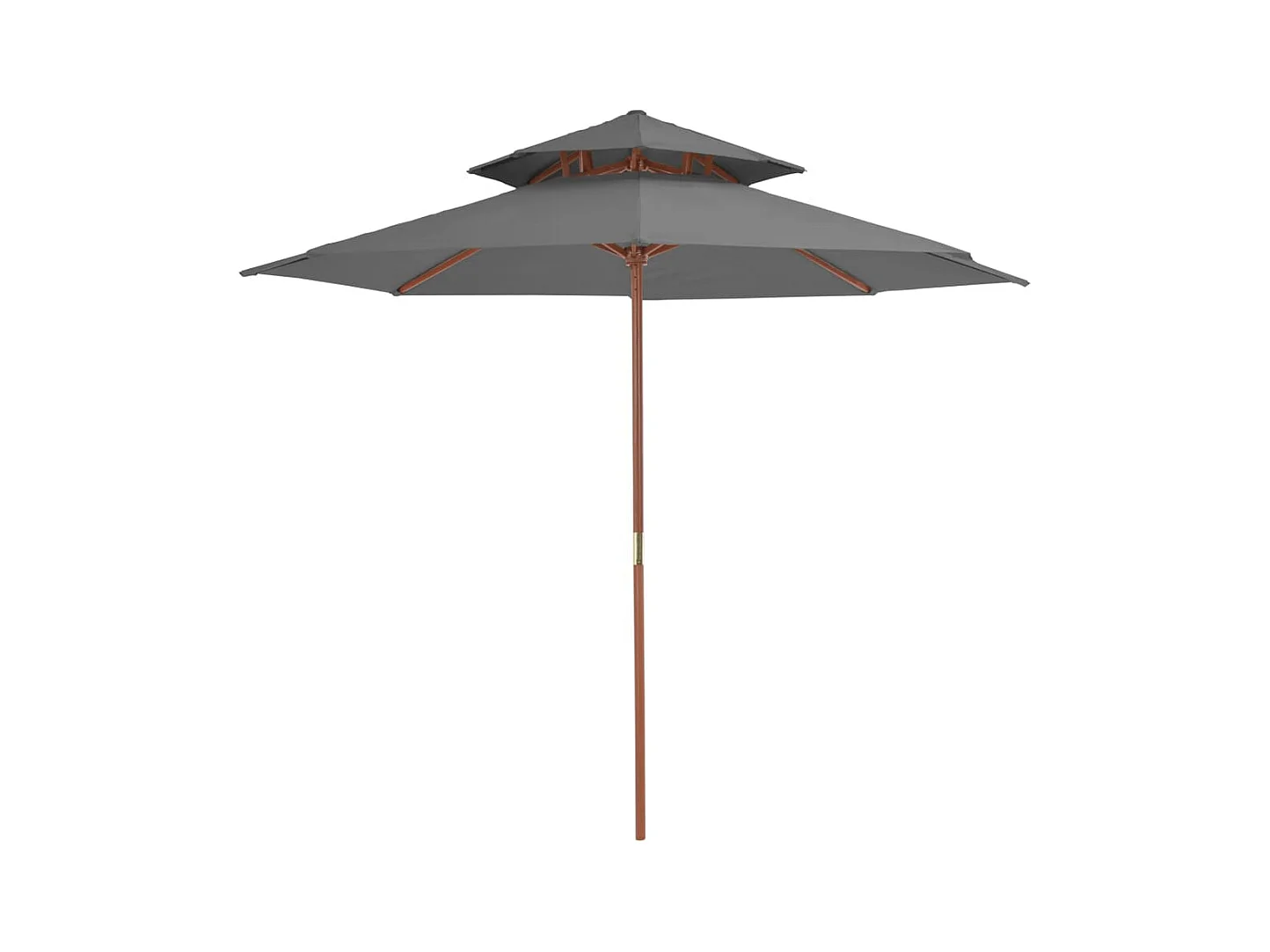 Parasol double avec mât en bois 270cm Anthracite