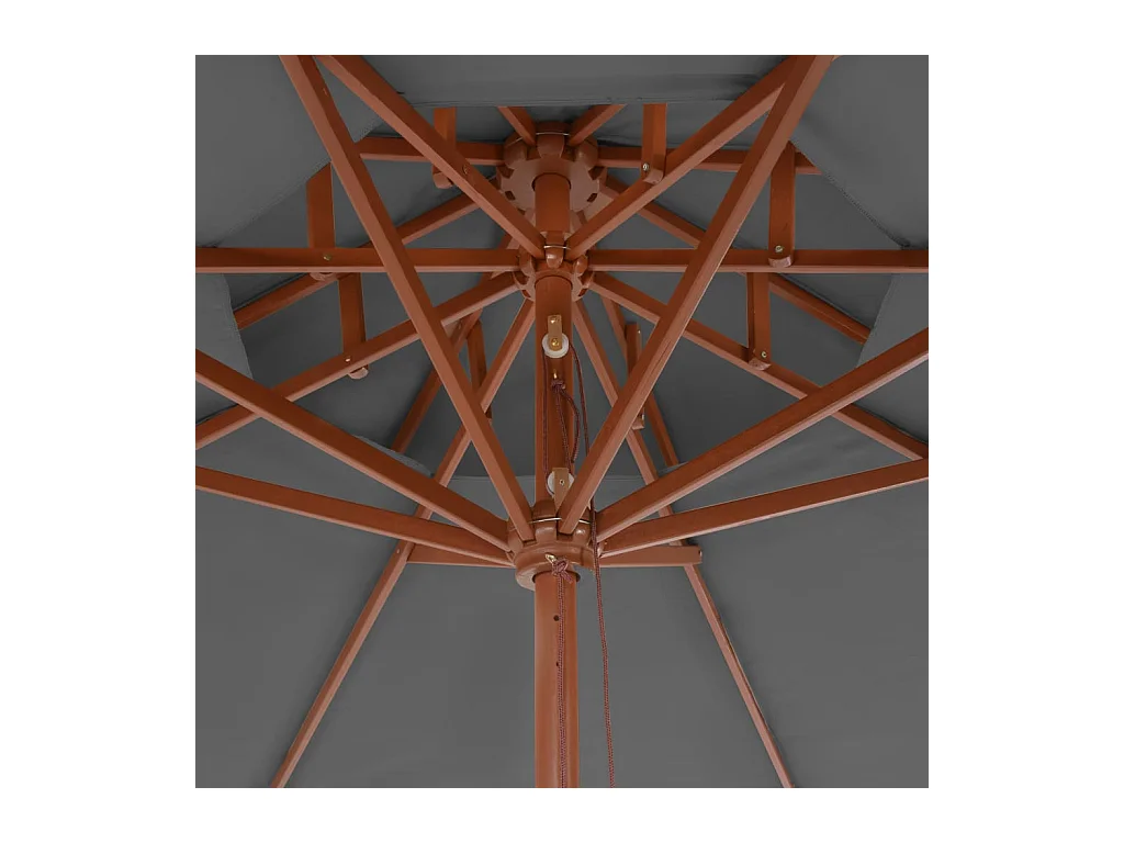 Parasol double avec mât en bois 270cm Anthracite