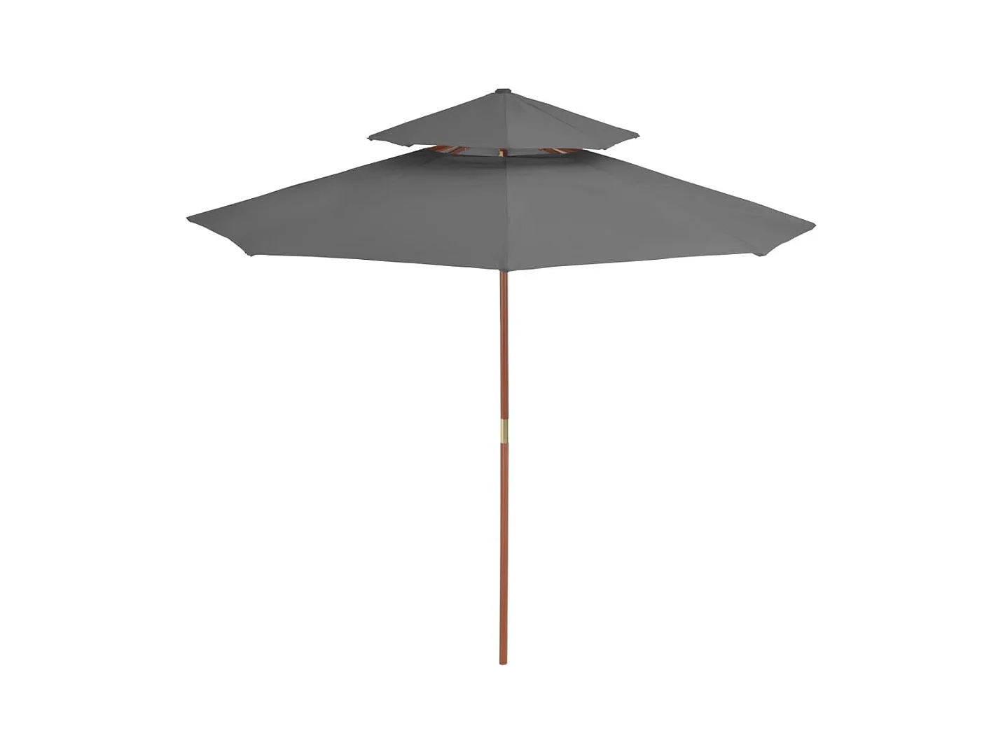 Parasol double avec mât en bois 270cm Anthracite