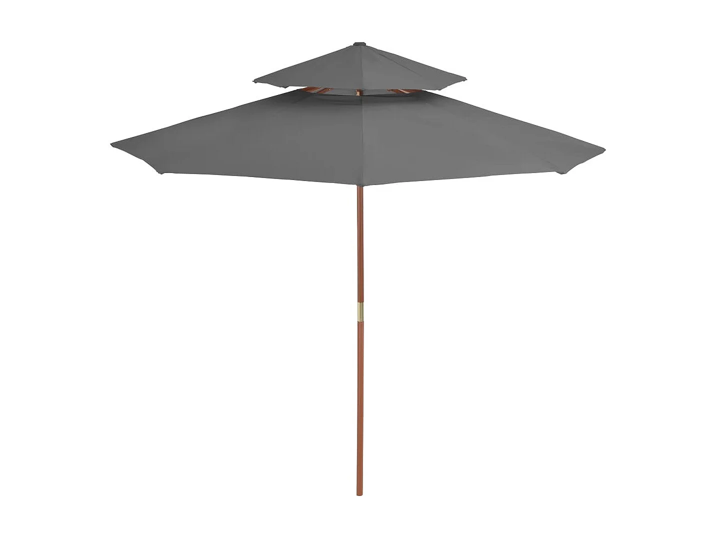 Parasol double avec mât en bois 270cm Anthracite
