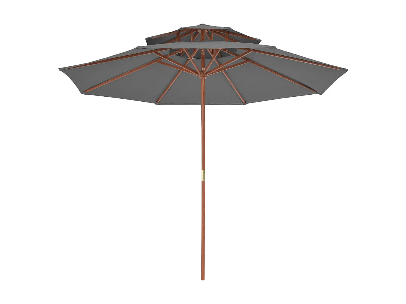 Parasol double avec mât en bois 270cm Anthracite