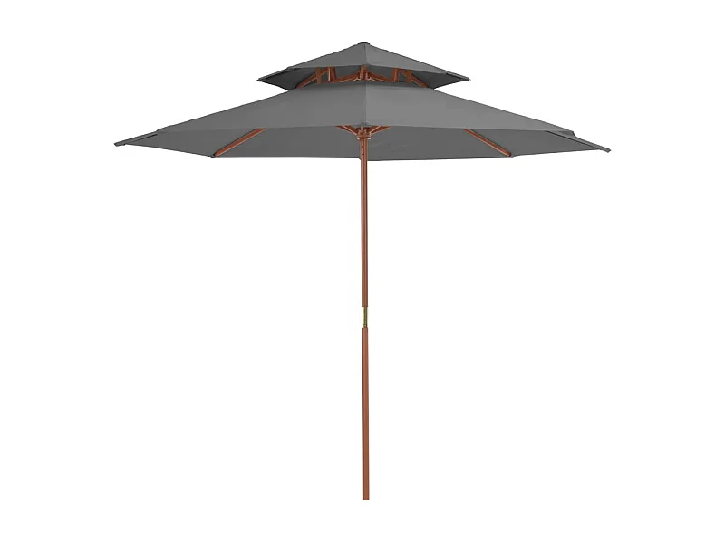 Parasol double avec mât en bois 270cm Anthracite