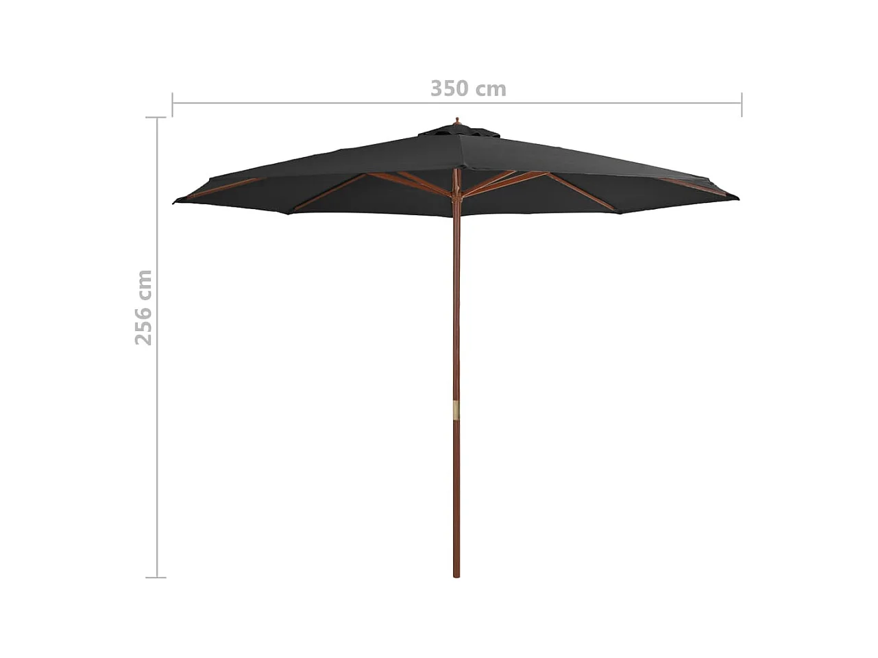 Parasol avec mât en bois 350cm Anthracite