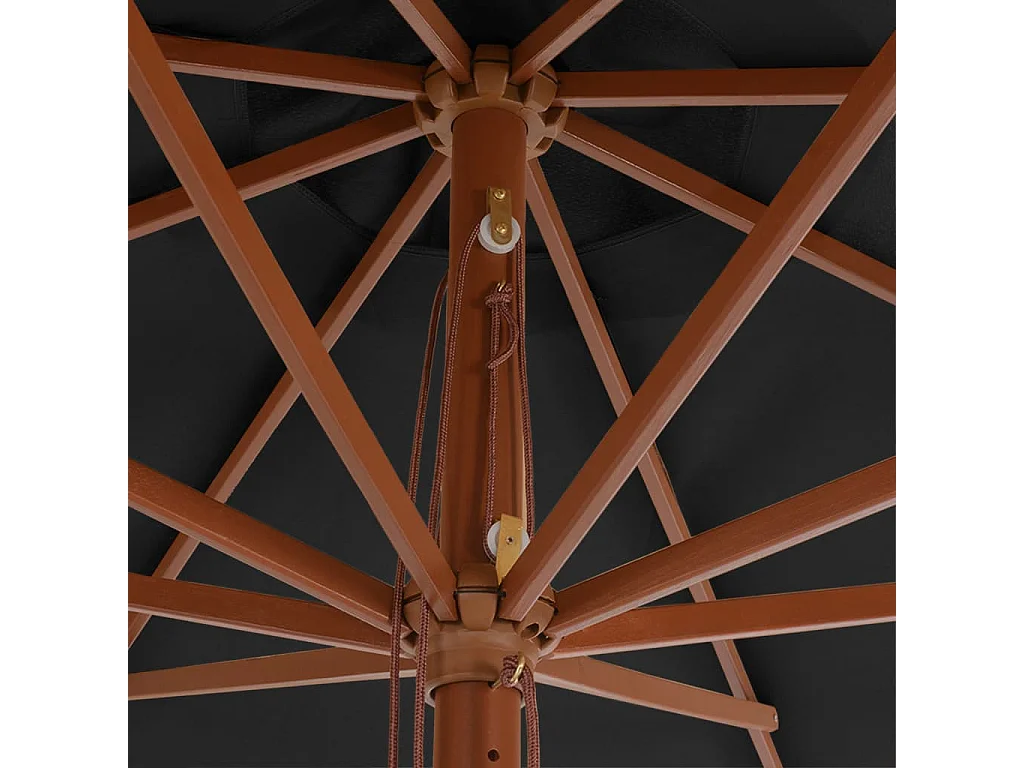 Parasol avec mât en bois 350cm Anthracite
