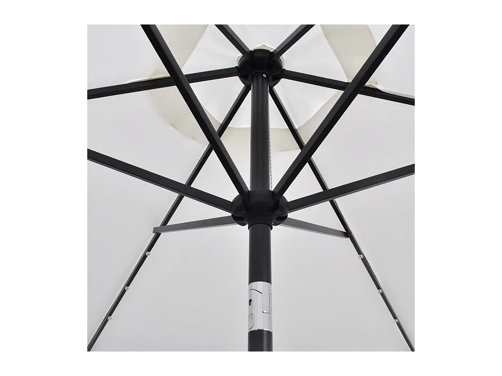 Parasol en porte-à-faux avec LED 3 m Blanc sable