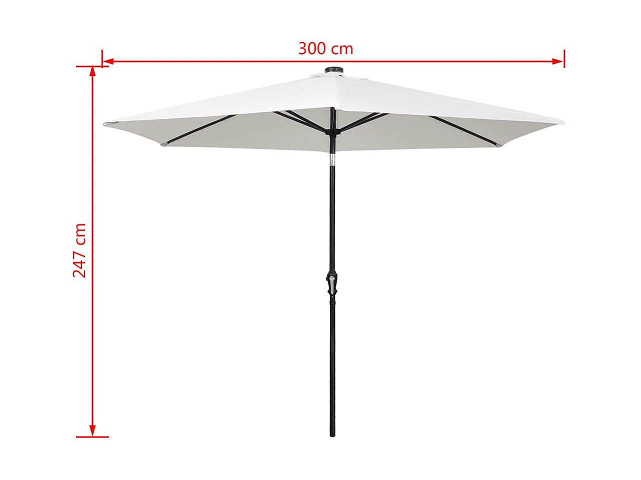 Parasol en porte-à-faux avec LED 3 m Blanc sable