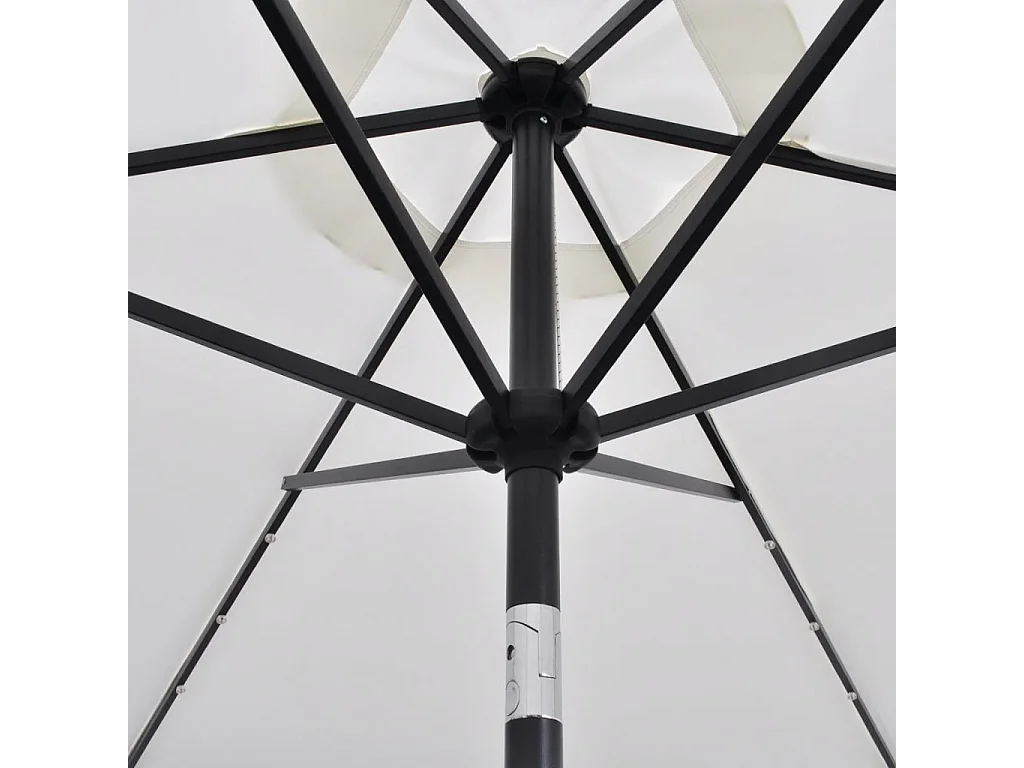 Parasol en porte-à-faux avec LED 3 m Blanc sable