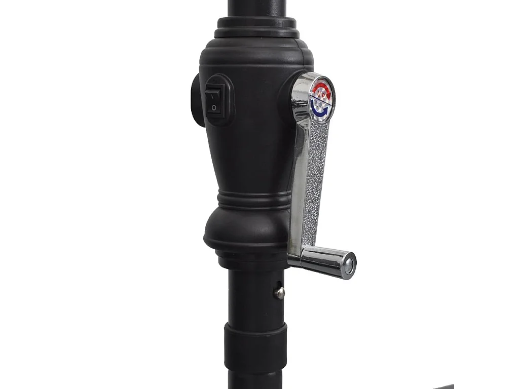 Parasol en porte-à-faux avec LED 3 m Blanc sable