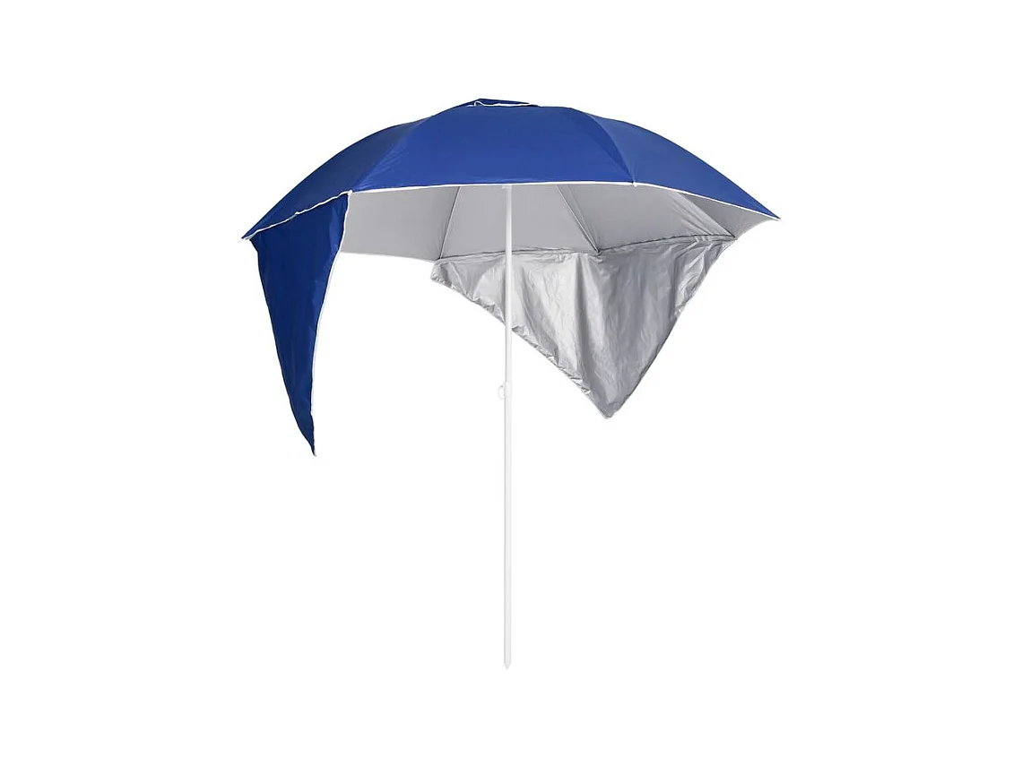 Parasol de plage avec parois latérales Bleu 215cm