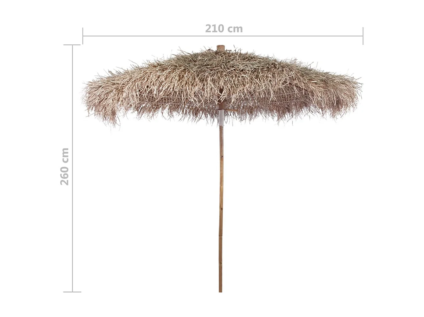 Parasol en bambou avec toit en feuille de bananier 210cm