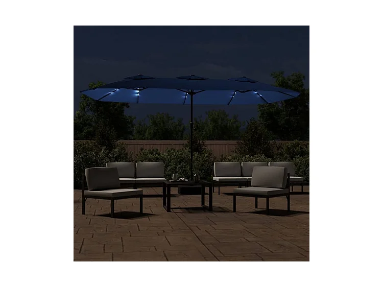 Parasol à double tête avec LED bleu azuré 449x245