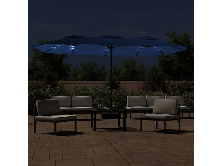 Parasol à double tête avec LED bleu azuré 449x245