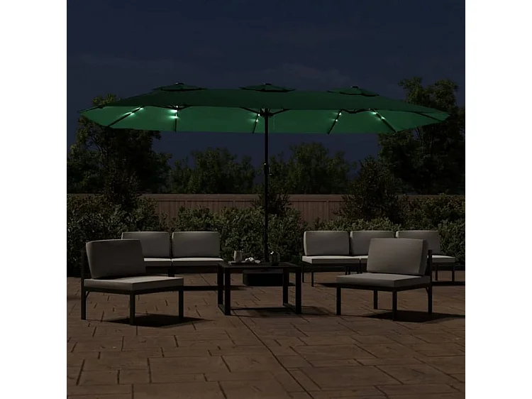 Parasol à double tête avec LED vert 449x245