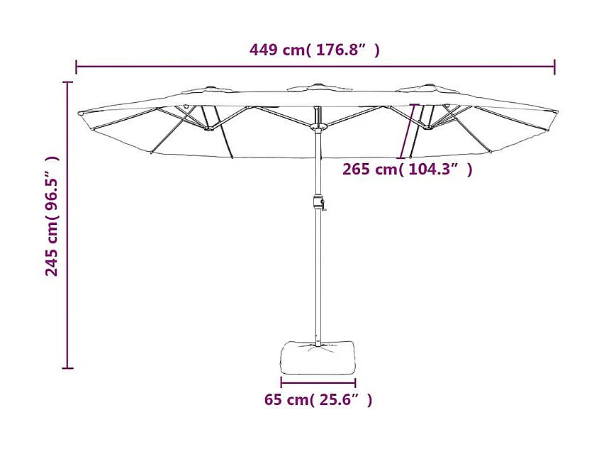 Parasol à double tête avec LED vert 449x245