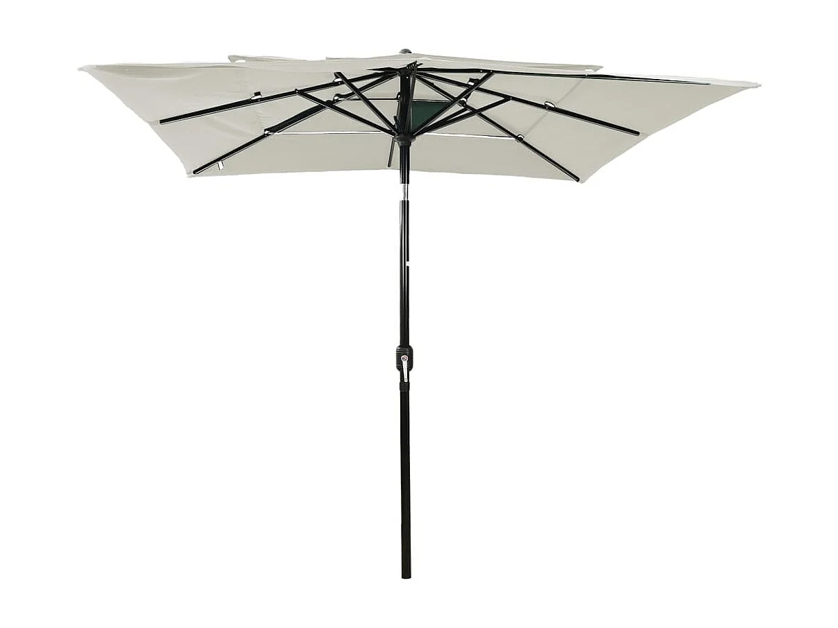 Parasol à 3 niveaux avec mât en aluminium Sable 2,5x2,5 m