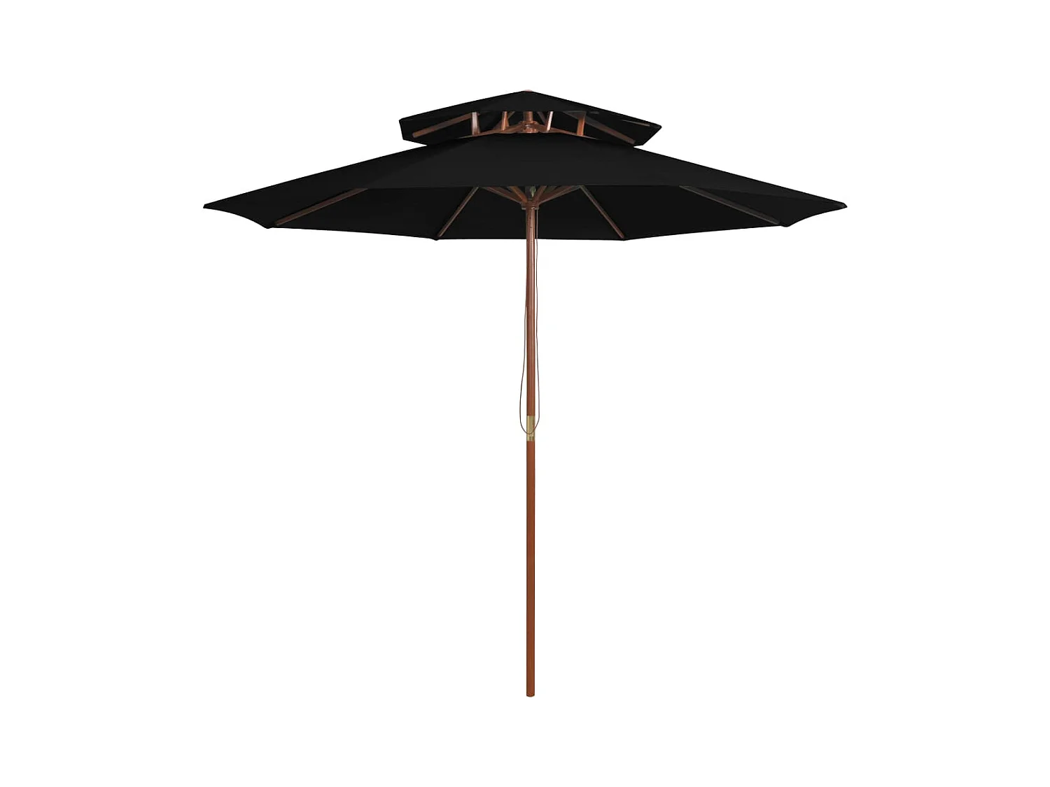 Parasol double avec mât en bois Noir 270cm