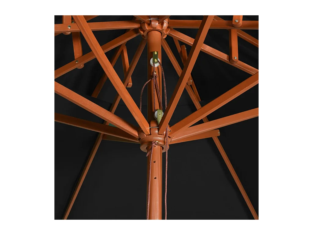Parasol double avec mât en bois Noir 270cm