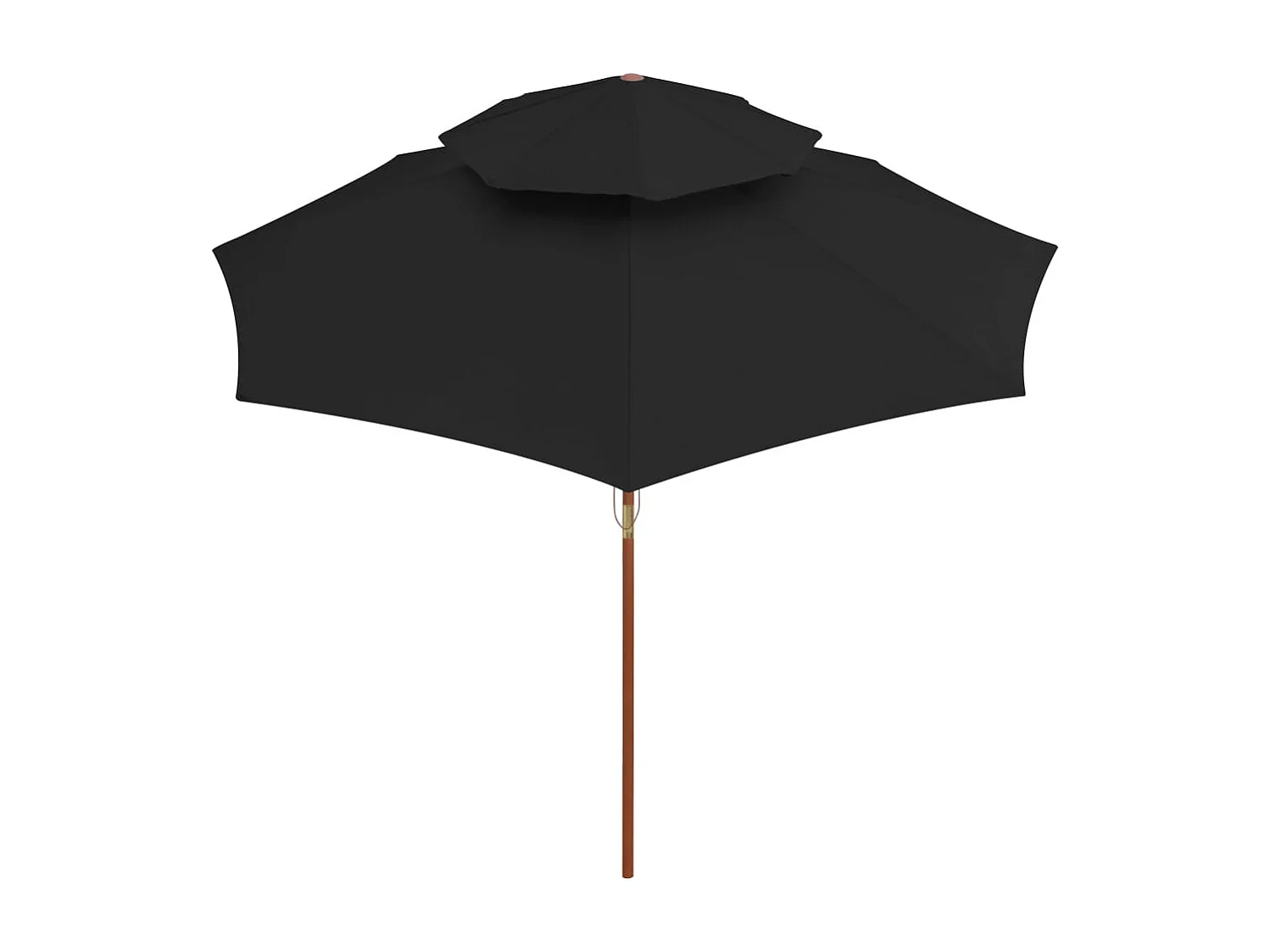 Parasol double avec mât en bois Noir 270cm