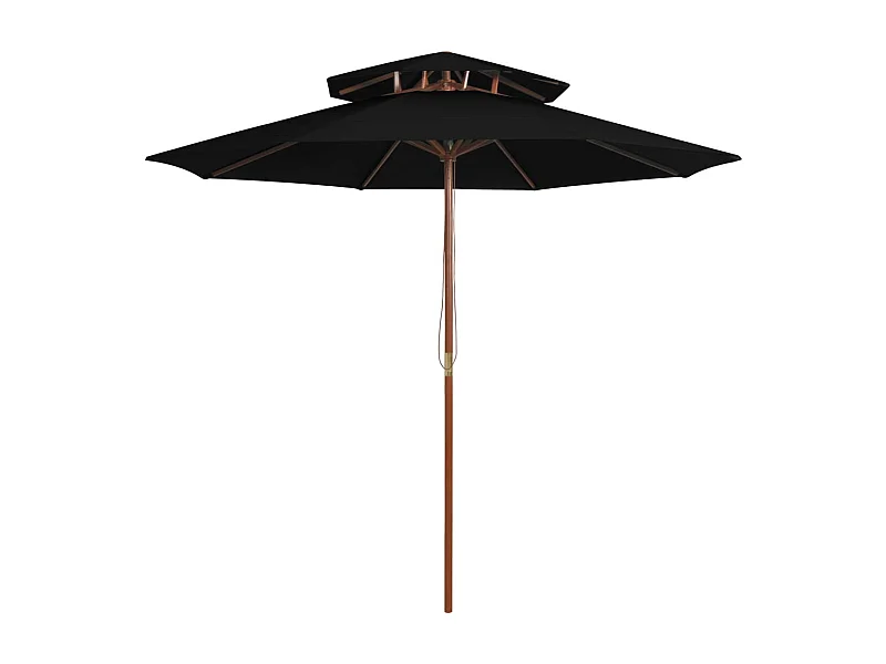 Parasol double avec mât en bois Noir 270cm
