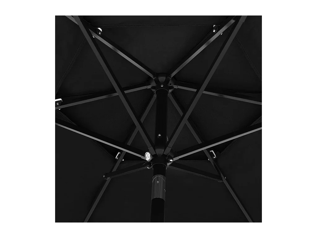 Parasol à 3 niveaux avec mât en aluminium Noir 2,5 m