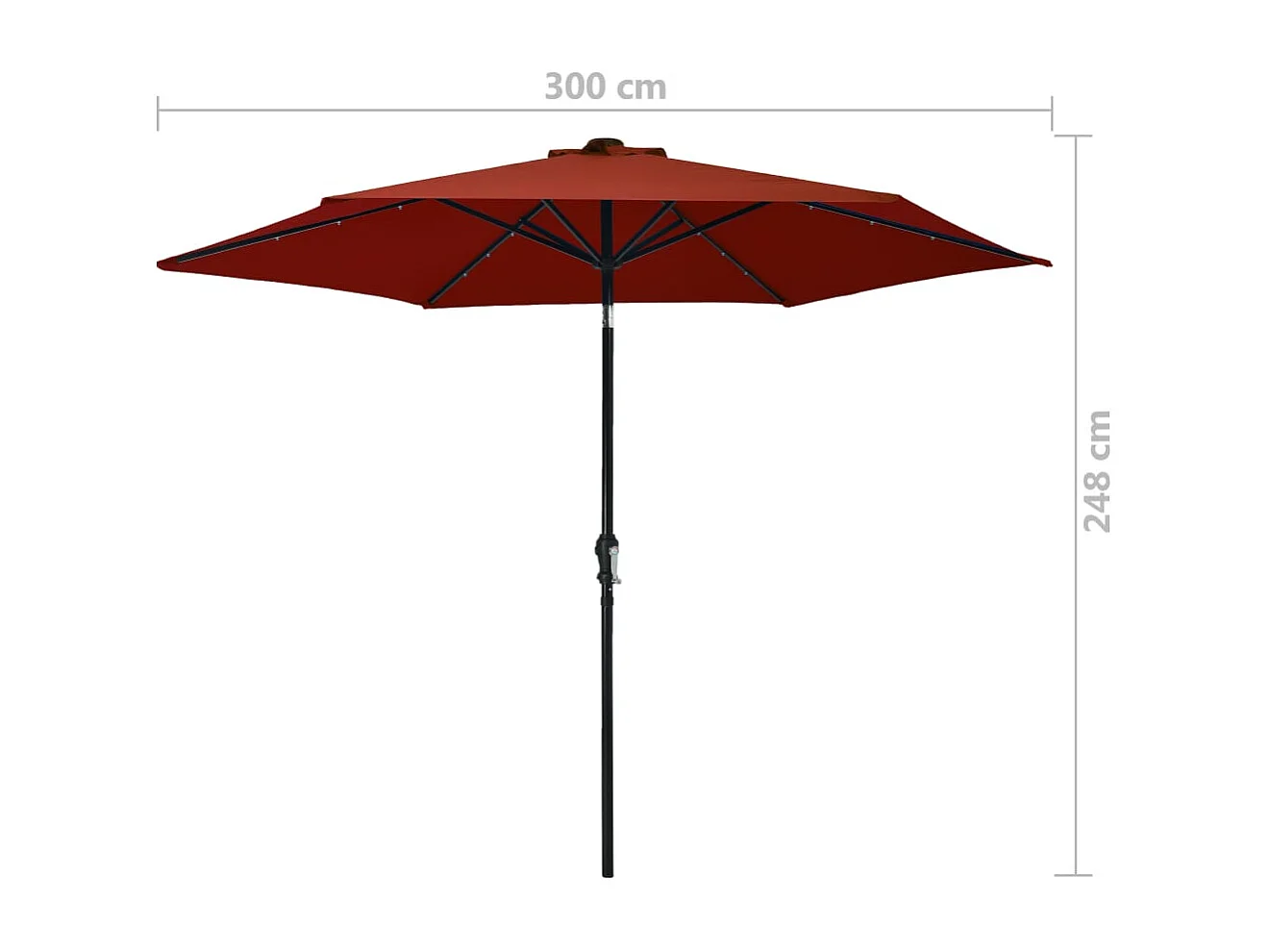 Parasol d'extérieur avec LED et mât en acier 300cm Terre cuite