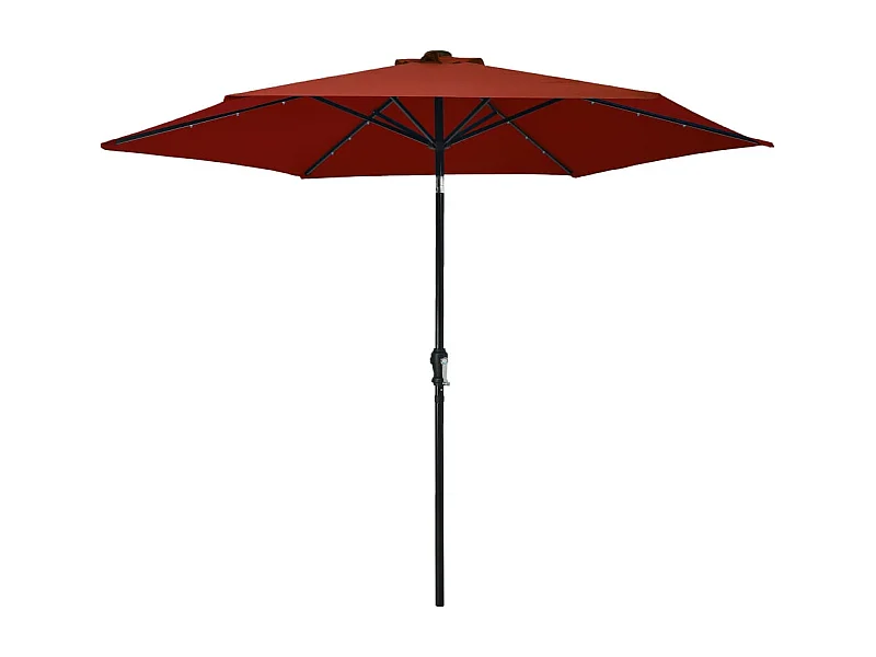 Parasol d'extérieur avec LED et mât en acier 300cm Terre cuite