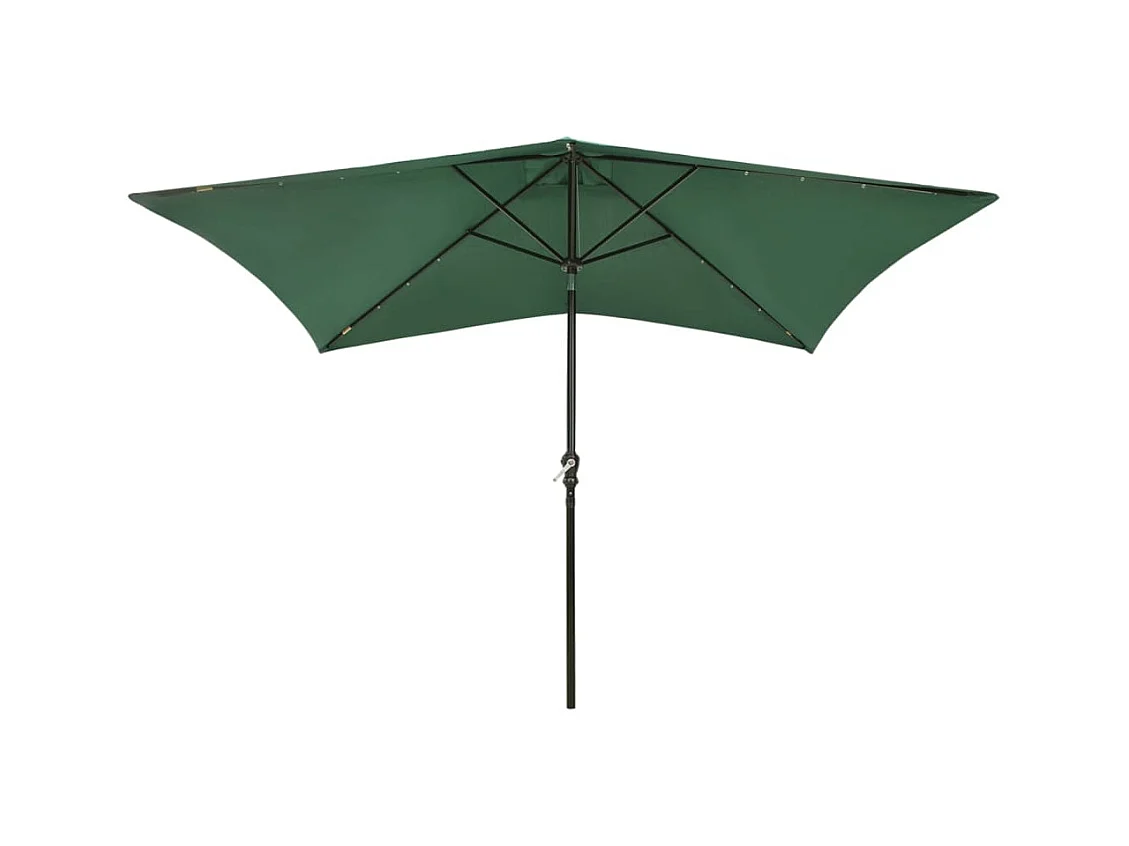 Parasol avec LED et mât en acier Vert 2x3 m