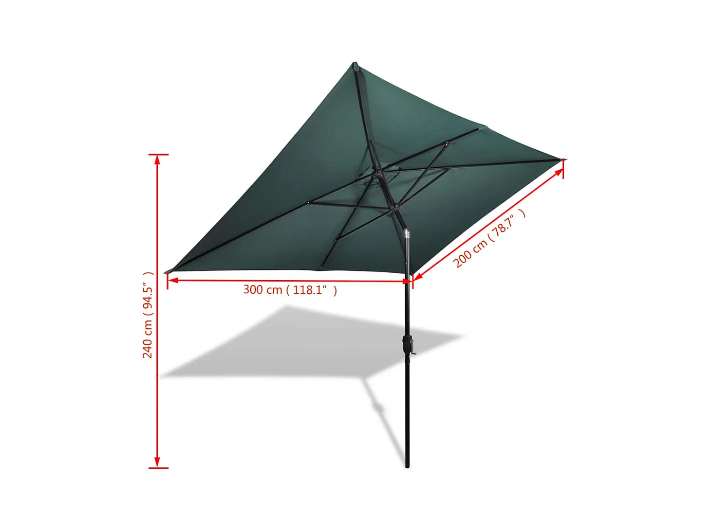 Parasol 200x300 Vert Rectangulaire