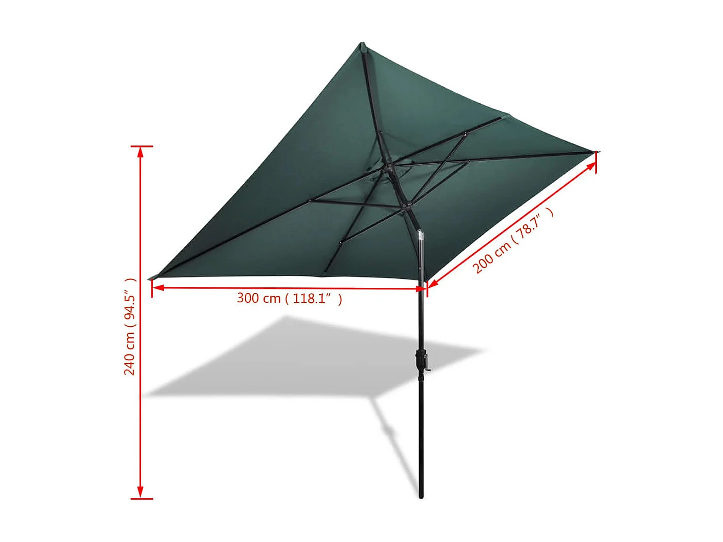 Parasol 200x300 Vert Rectangulaire