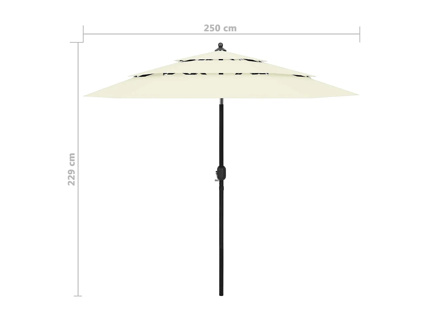 Parasol à 3 niveaux avec mât en aluminium Sable 2,5 m