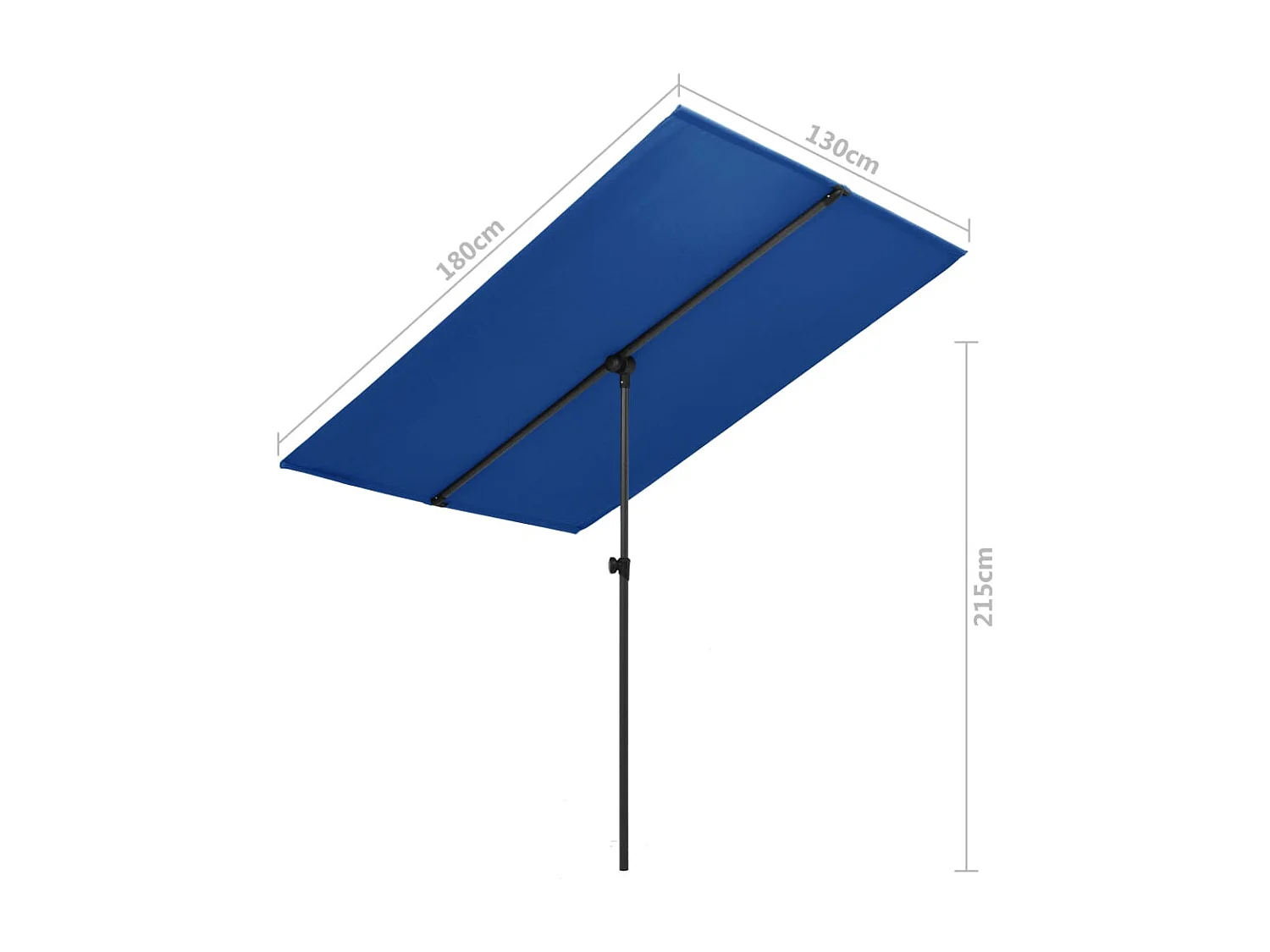 Parasol d'extérieur avec mât en aluminium 180x130 Bleu azuré