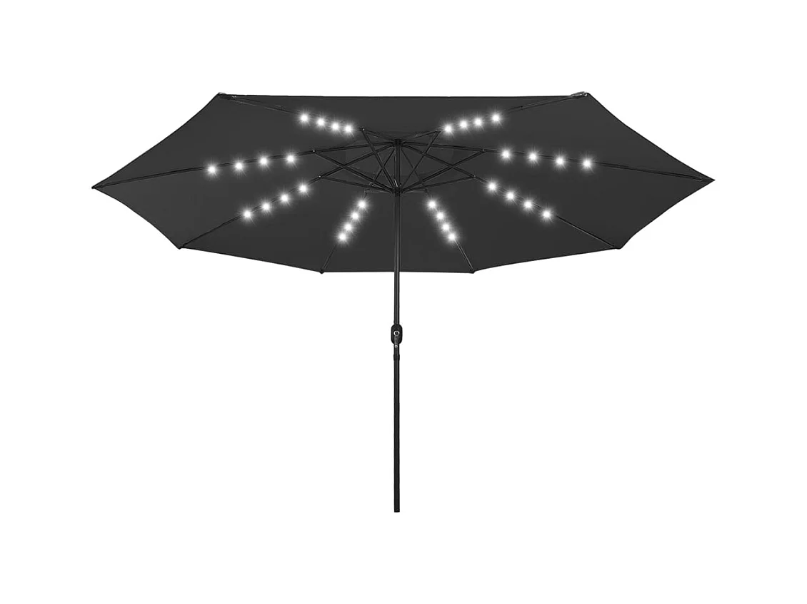 Parasol d'extérieur avec LED et mât en métal 400cm Noir
