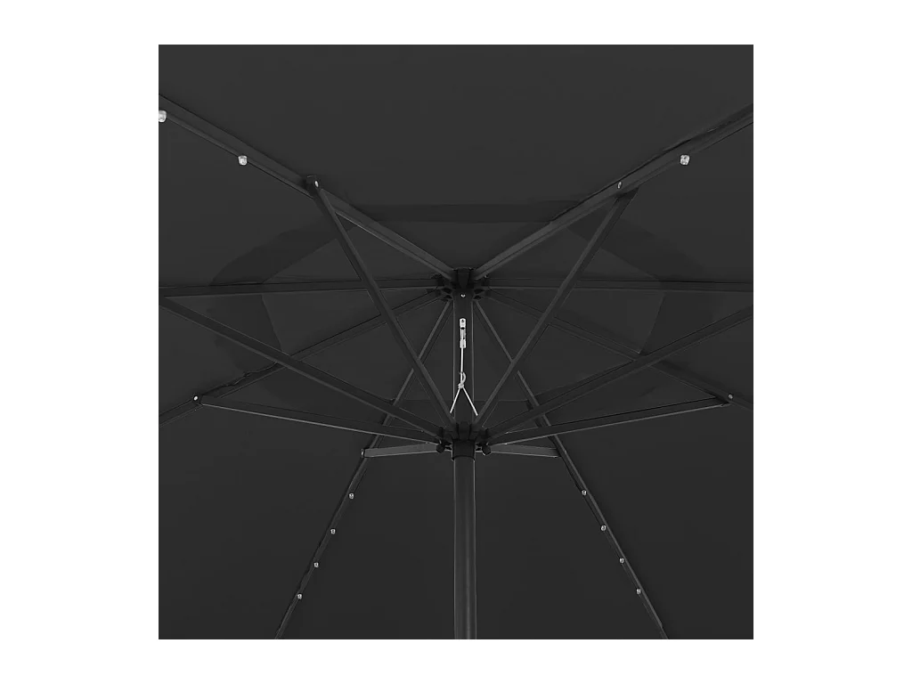 Parasol d'extérieur avec LED et mât en métal 400cm Noir