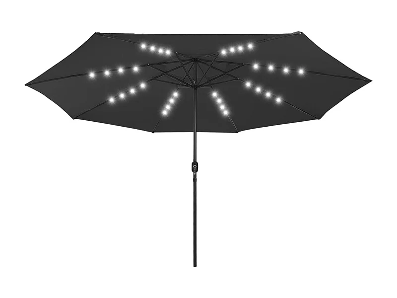 Parasol d'extérieur avec LED et mât en métal 400cm Noir