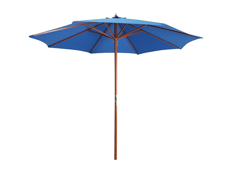 Parasol avec mât en bois 300x258 Bleu