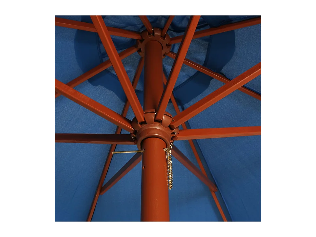 Parasol avec mât en bois 300x258 Bleu