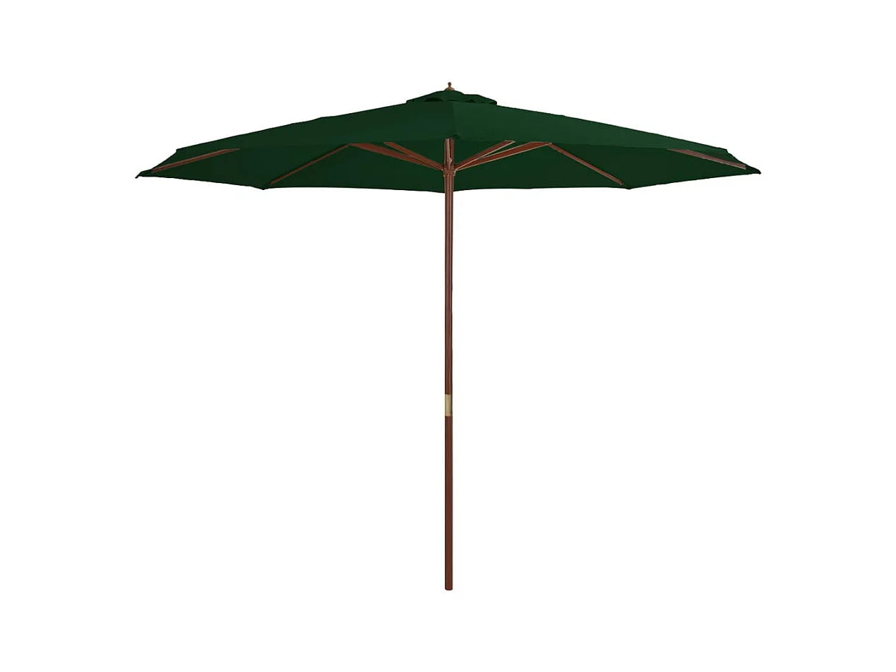 Parasol avec mât en bois 350cm Vert