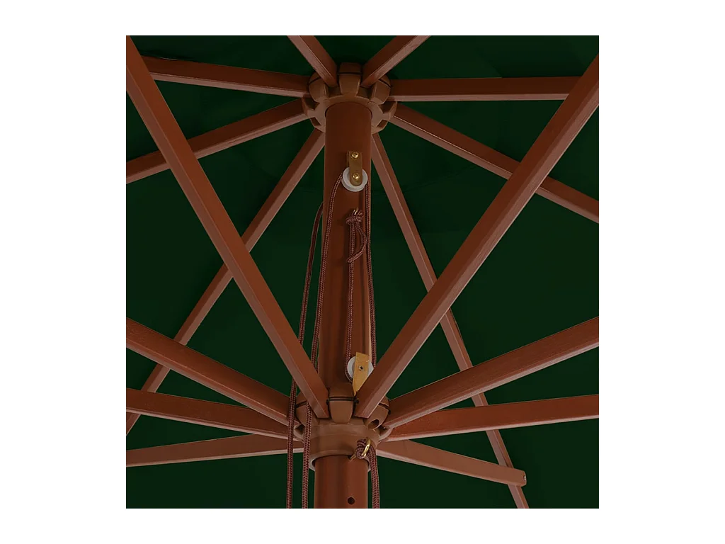 Parasol avec mât en bois 350cm Vert