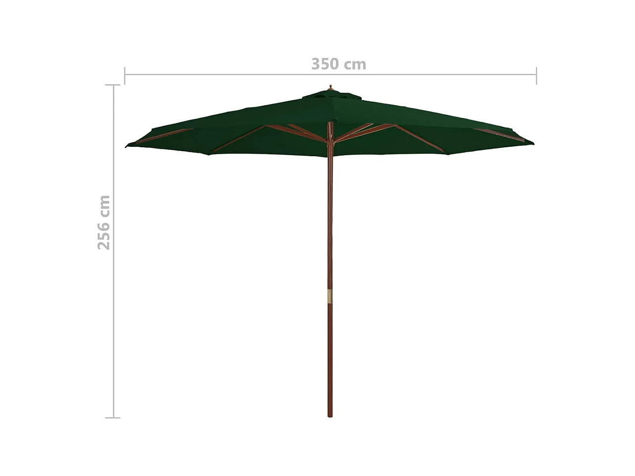Parasol avec mât en bois 350cm Vert