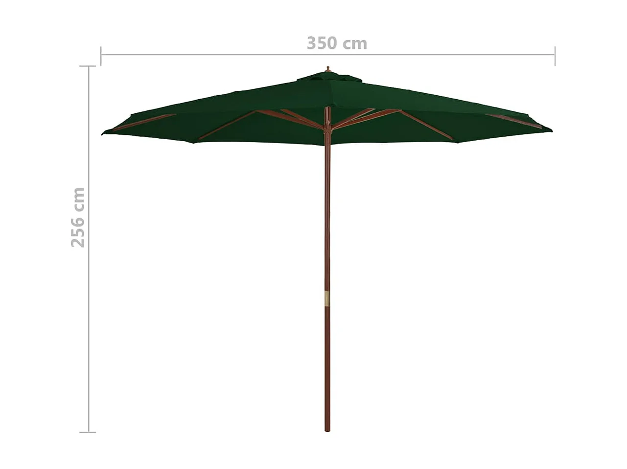 Parasol avec mât en bois 350cm Vert