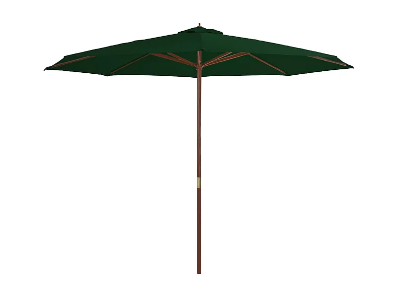 Parasol avec mât en bois 350cm Vert