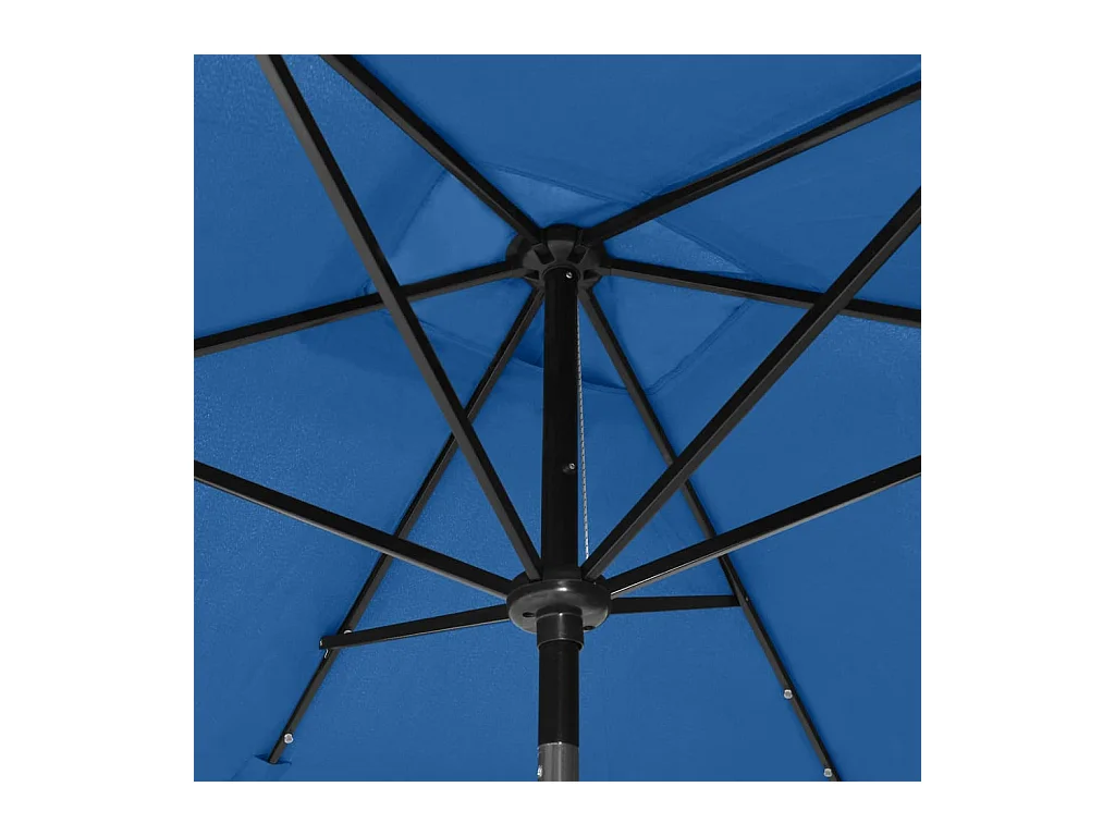 Parasol avec LED et mât en acier Bleu azuré 2x3 m