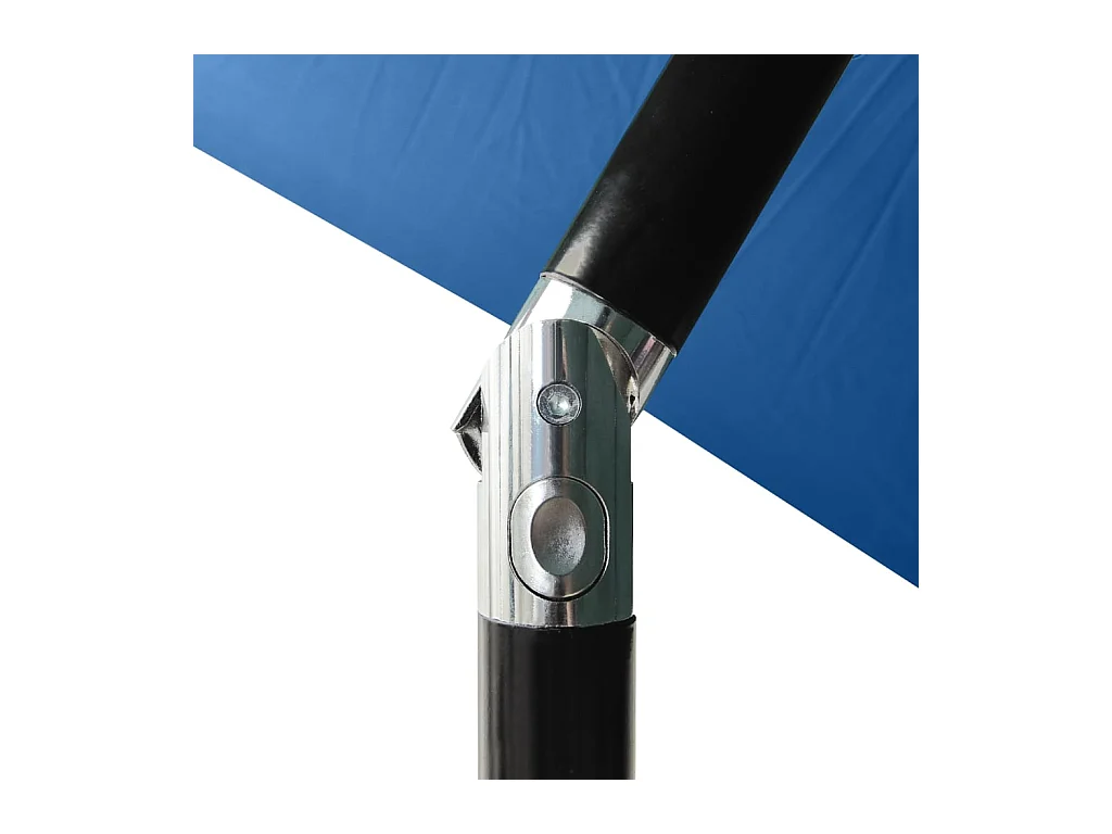Parasol avec LED et mât en acier Bleu azuré 2x3 m