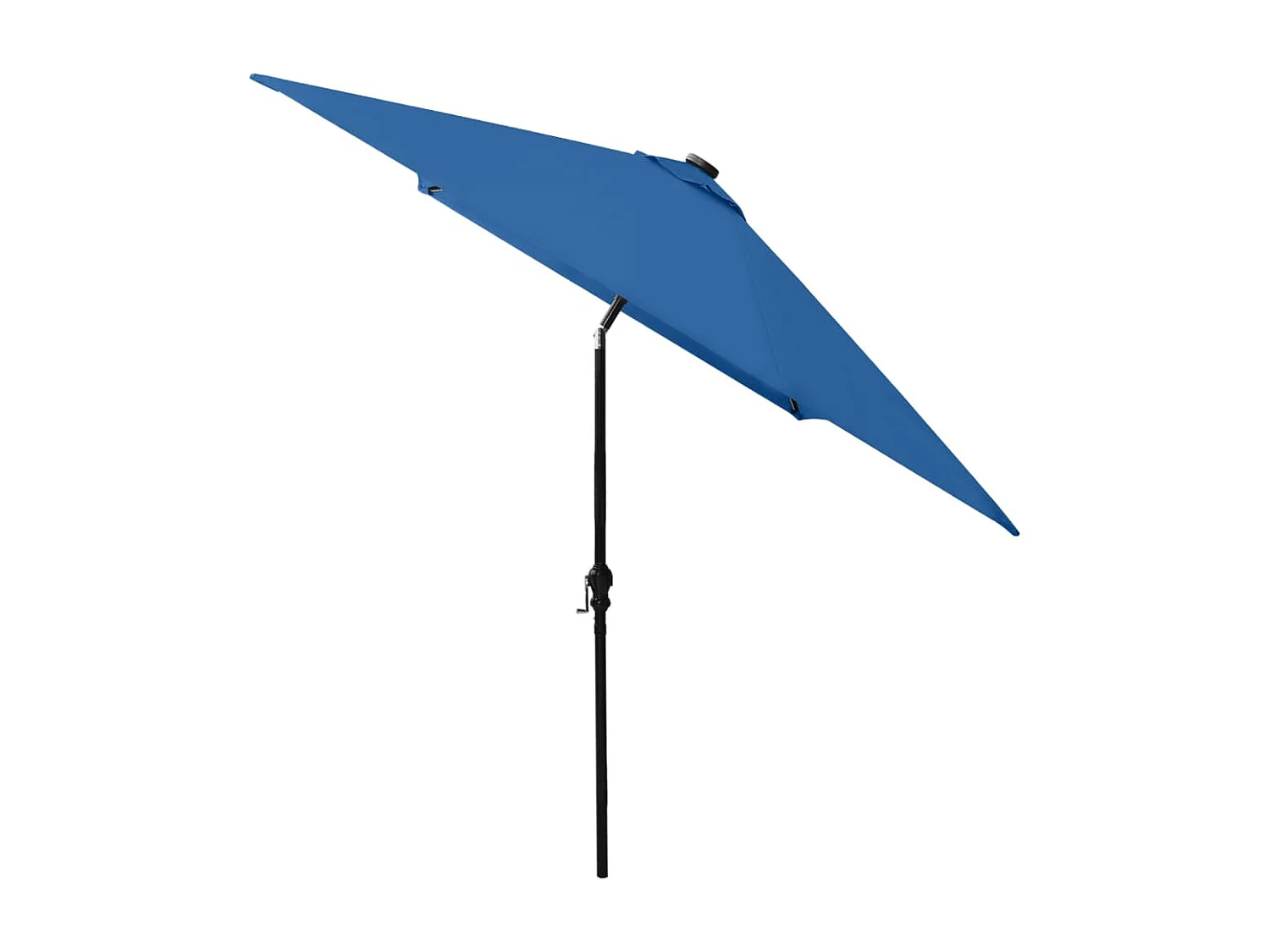 Parasol avec LED et mât en acier Bleu azuré 2x3 m