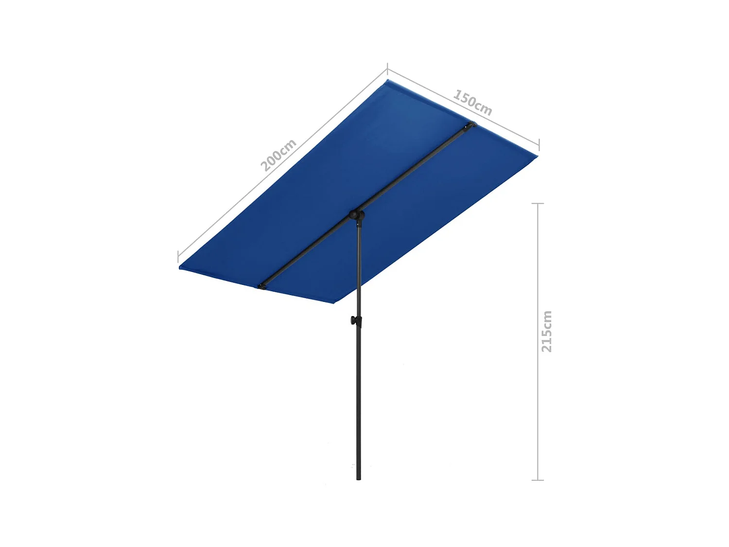 Parasol d'extérieur avec mât en aluminium 2x1,5 m Bleu azuré
