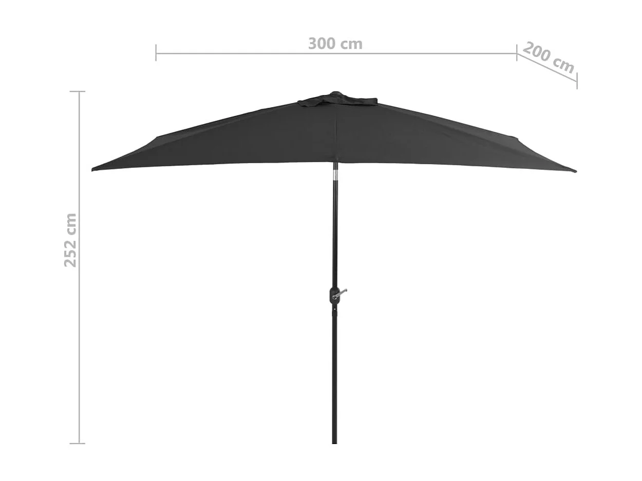 Parasol avec mât en métal 300x200 Anthracite