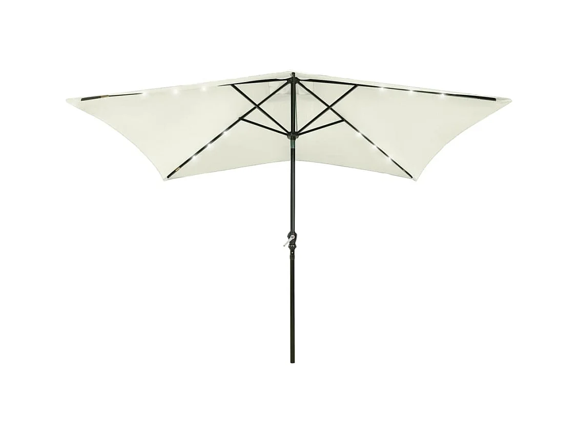 Parasol avec LED et mât en acier Sable 2x3 m