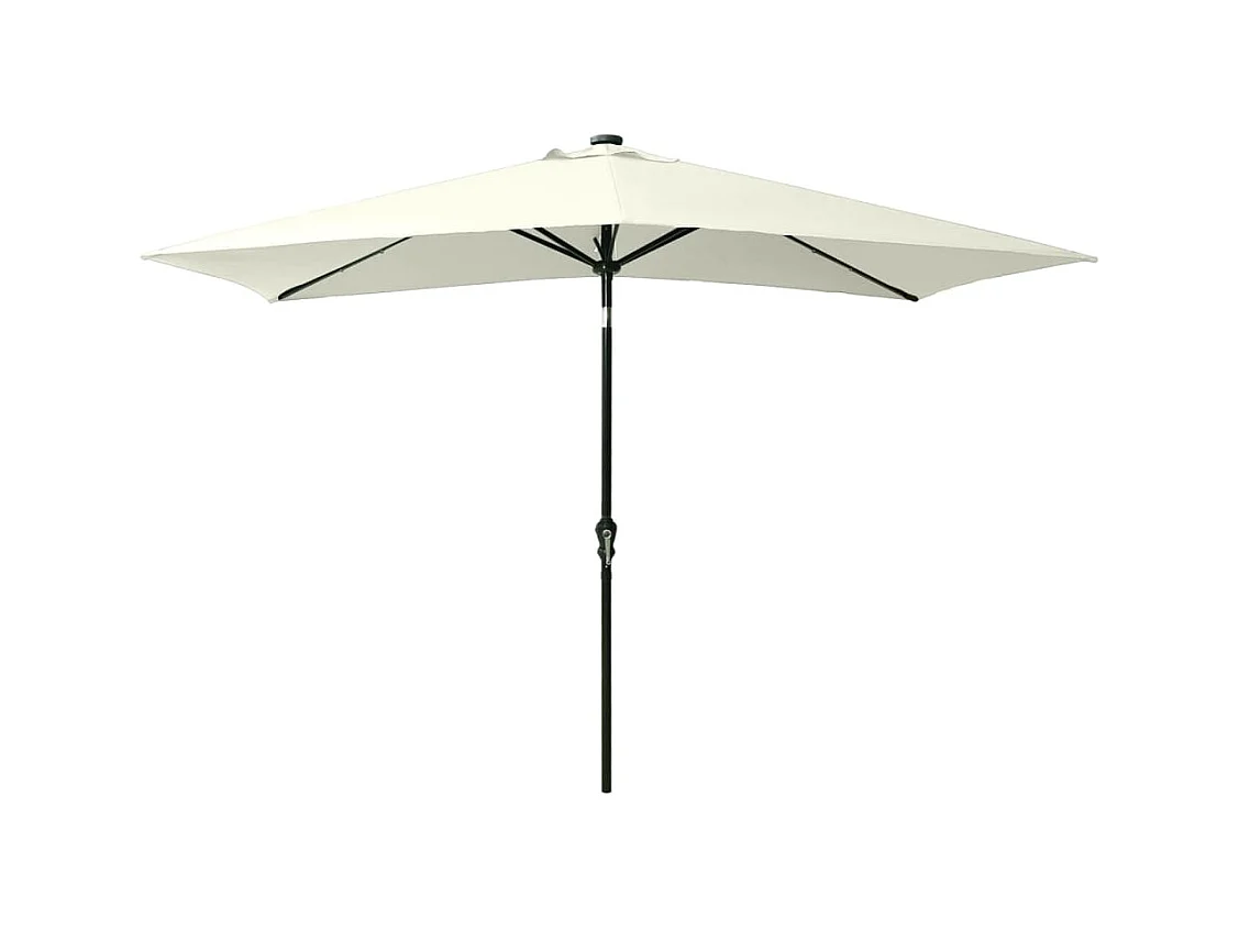 Parasol avec LED et mât en acier Sable 2x3 m