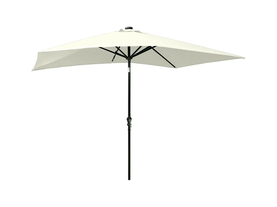 Parasol avec LED et mât en acier Sable 2x3 m