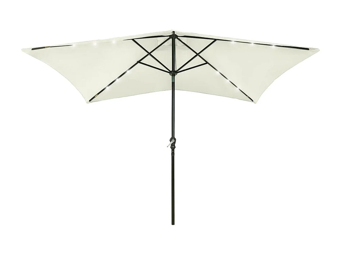 Parasol avec LED et mât en acier Sable 2x3 m
